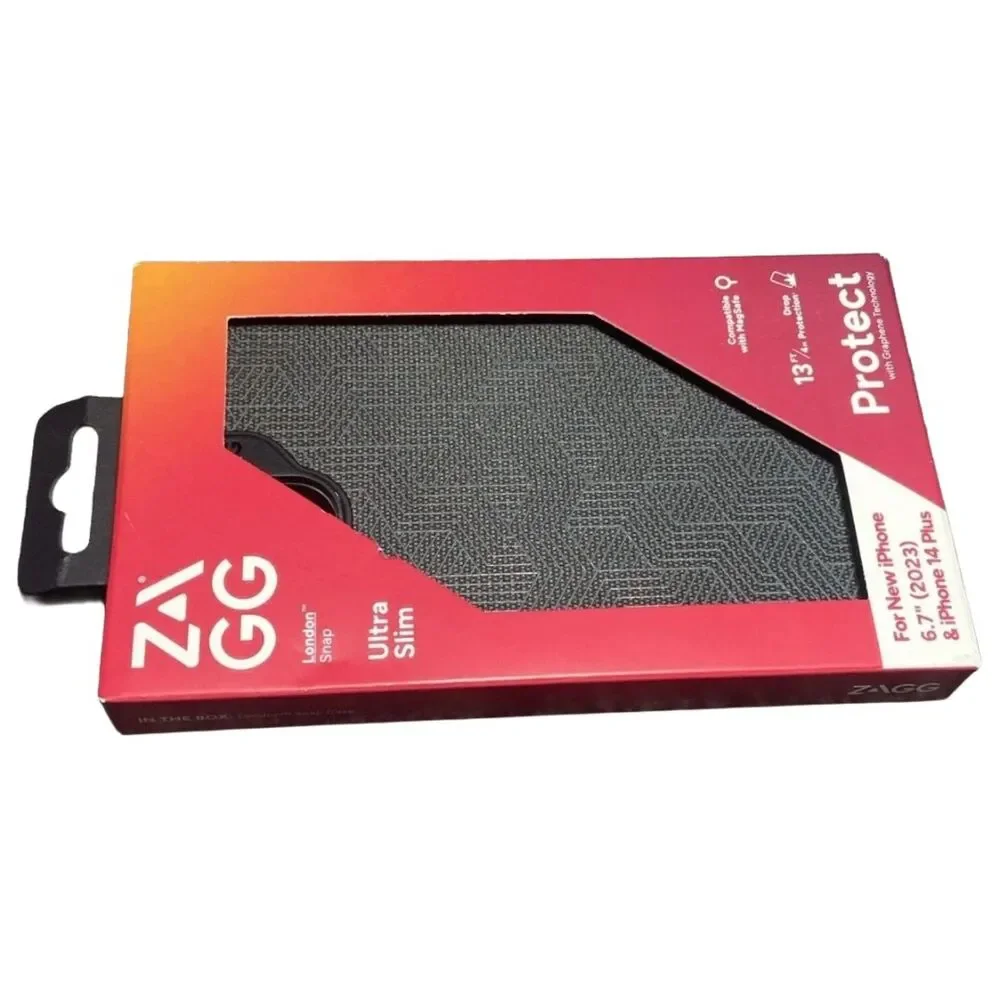ZAGG London Snap MagSafe iPhone 15/14 Plus Case Black Fabric NEW Fast Ship